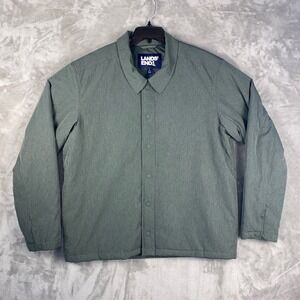 Mens Lands End Green Snap Front Collared Jacket Size Large